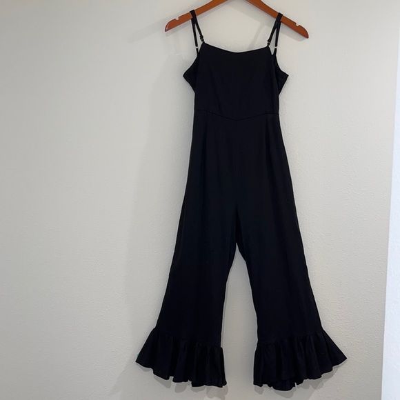 The Vintage Shop Black Ruffle Cropped Jumpsuit - Picture 2 of 12
